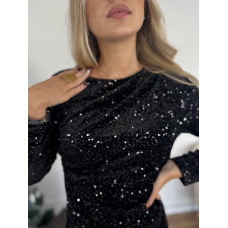 Robe à sequins noire Keyla