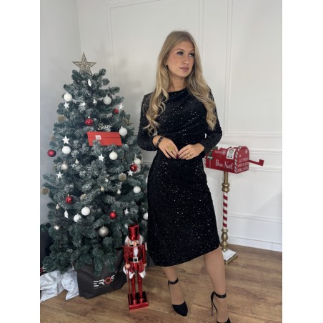 Robe à sequins noire Keyla