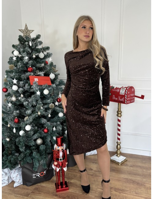Robe à sequins choco Keyla