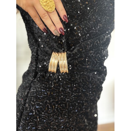 Robe de fêtes à sequins noire SAMANTHA