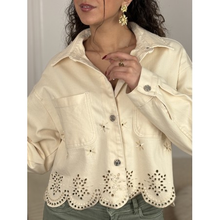 Veste à motifs unie beige VICTORIA
