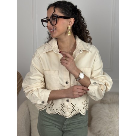 Veste à motifs unie beige VICTORIA