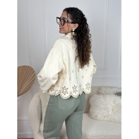 Veste à motifs unie beige VICTORIA