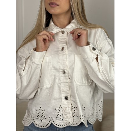 Veste à motifs unie blanche VICTORIA