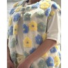 Gilet sans manche relief à fleurs bleu Audrey