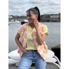 Gilet sans manche relief à fleurs jaune Audrey