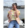 Gilet sans manche relief à fleurs jaune Audrey