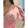 Robe longue imprimée fluide rose ABBY
