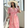 Robe longue imprimée fluide rose ABBY