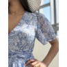 Robe longue imprimée fluide bleue ciel ABBY