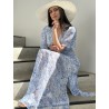 Robe longue imprimée fluide bleue ciel ABBY