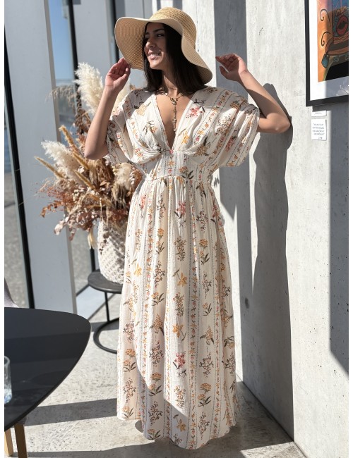 Robe fleurie beige ANISSA