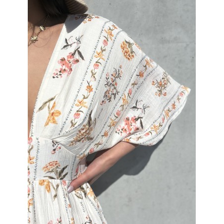 Robe fleurie beige ANISSA