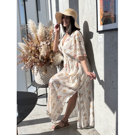 Robe fleurie beige ANISSA