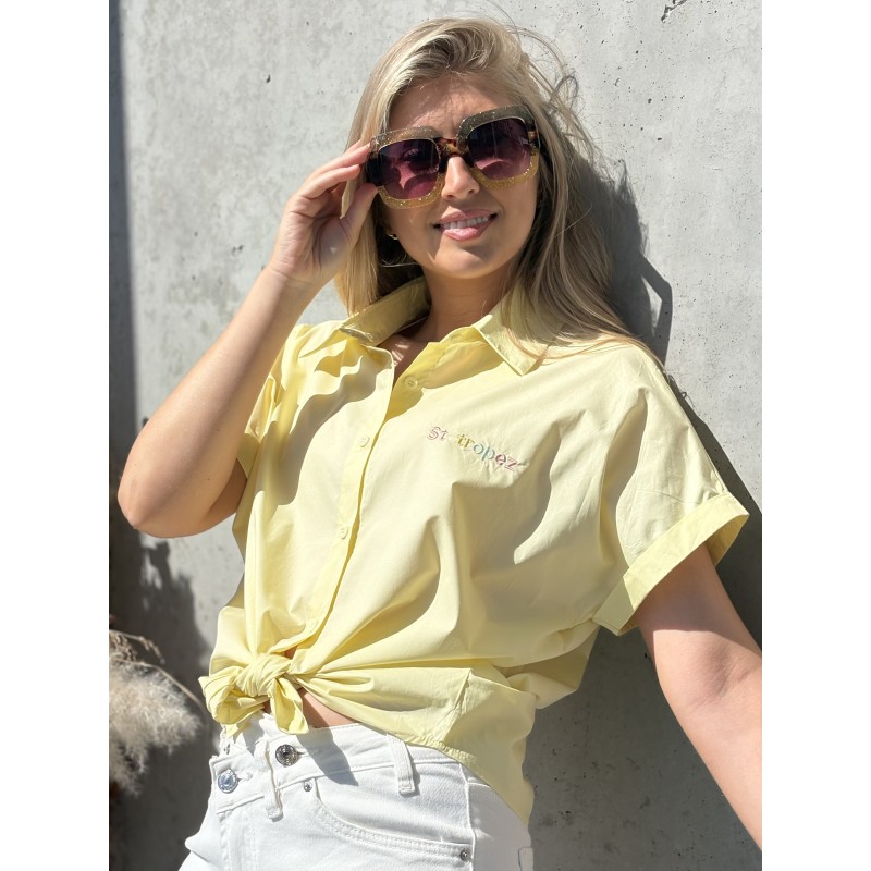 Chemise brodée "St-Tropez" jaune TIFFANY