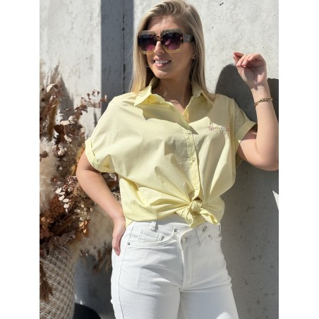 Chemise brodée "St-Tropez" jaune TIFFANY