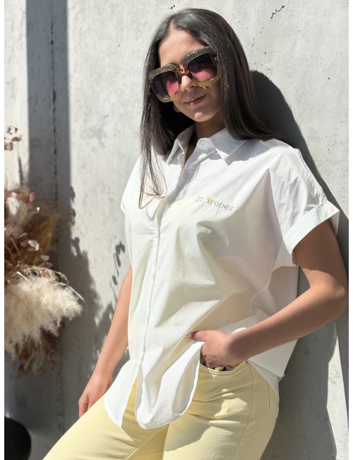 Chemise brodée "St-Tropez" blanche TIFFANY