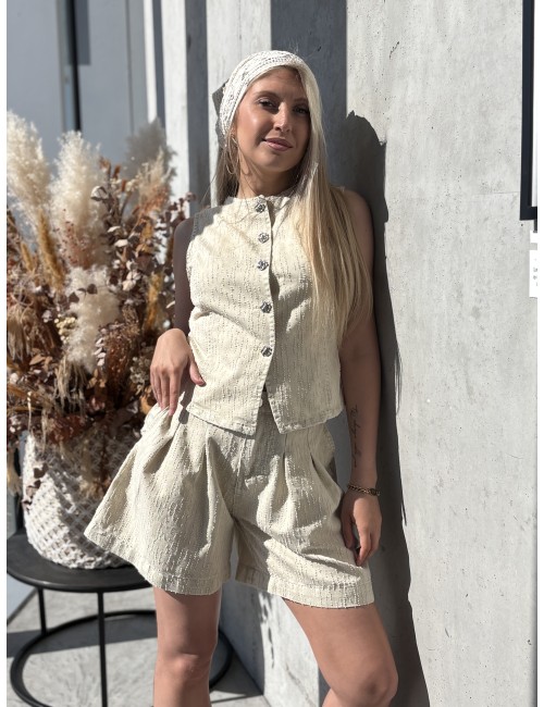 Ensemble coton ajouré beige CLOTHILDE
