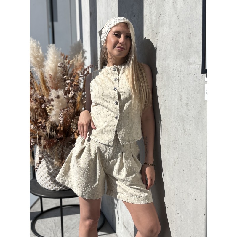 Ensemble coton ajouré beige CLOTHILDE