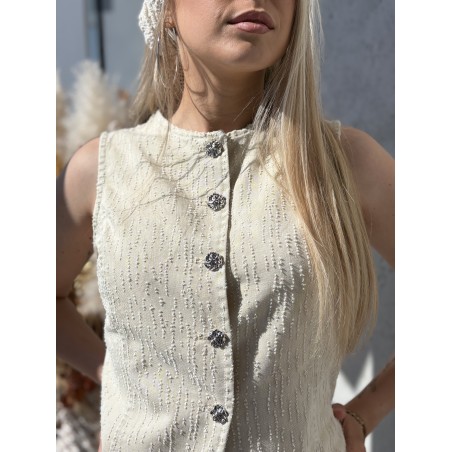 Ensemble coton ajouré beige CLOTHILDE