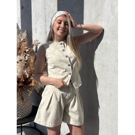 Ensemble coton ajouré beige CLOTHILDE