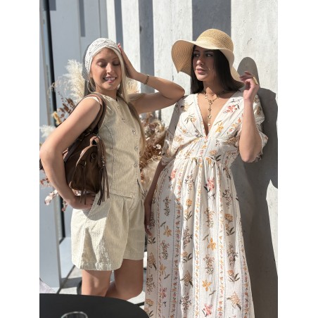 Ensemble coton ajouré beige CLOTHILDE