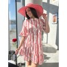 Robe courte rayée fleurie rouge Loretta