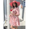 Robe courte rayée fleurie rouge Loretta