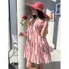 Robe courte rayée fleurie rouge Loretta