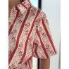 Chemise rayée fleurie rouge Renata