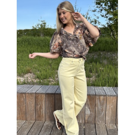 Pantalon wide leg jaune ANOUSHKA