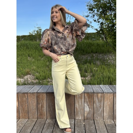 Pantalon wide leg jaune ANOUSHKA