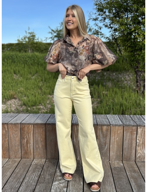 Pantalon wide leg jaune ANOUSHKA