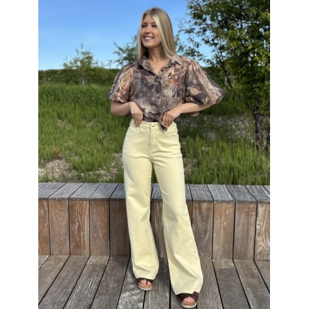 Pantalon wide leg jaune ANOUSHKA