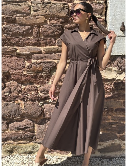 Robe à nouée unie choco Justine