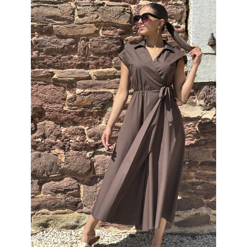 Robe à nouée unie choco Justine