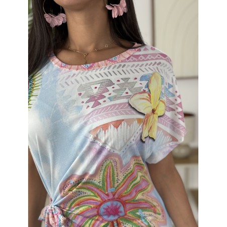 Robe longue fluide à motifs mix LYDIA