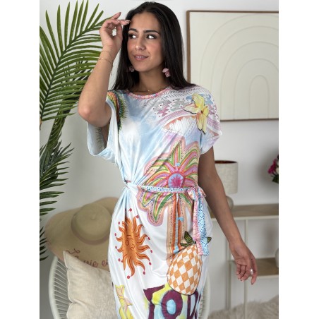 Robe longue fluide à motifs mix LYDIA