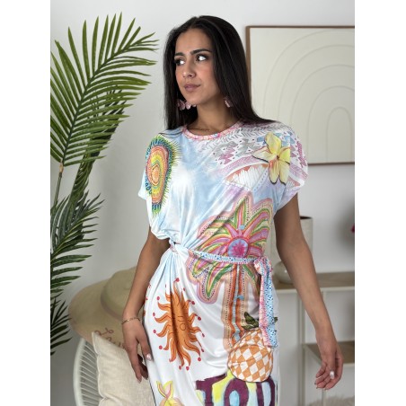 Robe longue fluide à motifs mix LYDIA