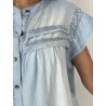 Chemise ample à manches volantées jeans claire LILI