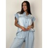 Chemise ample à manches volantées jeans claire LILI