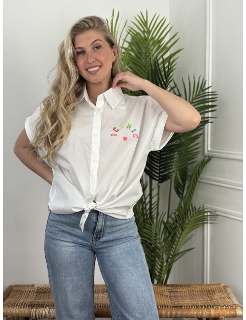 Chemise imprimée ICONIC pop coloré blanche Denise