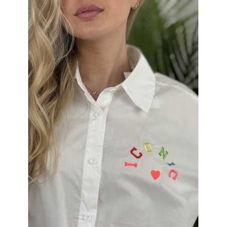 Chemise imprimée ICONIC pop coloré blanche Denise