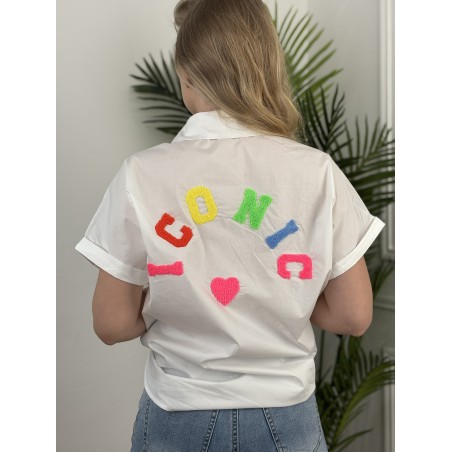 Chemise imprimée ICONIC pop coloré blanche Denise