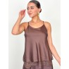 Top satiné à dentelle choco BALBINA