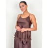 Top satiné à dentelle choco BALBINA