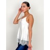 Top satiné à dentelle blanc BALBINA