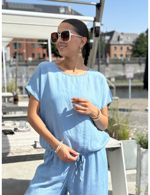 Blouse denim légère bleue Wenda