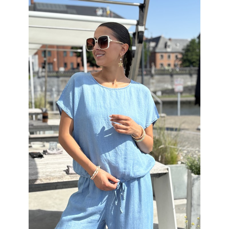 Blouse denim légère bleue Wenda