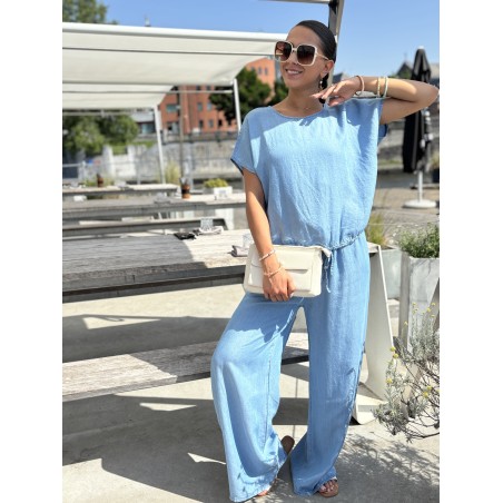 Blouse denim légère bleue Wenda